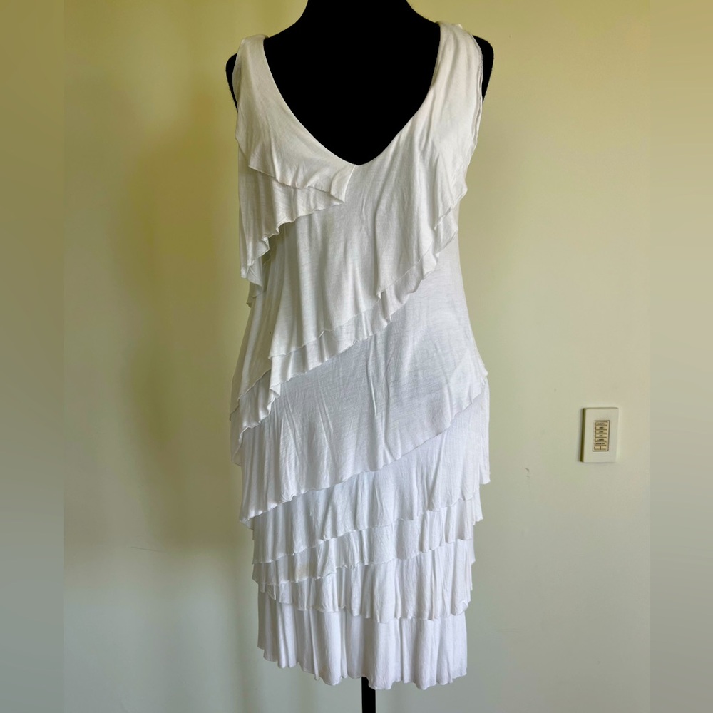 White tiered mini dress.